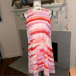 Calvin Klein Pink and Red Watercolor Mini Dress